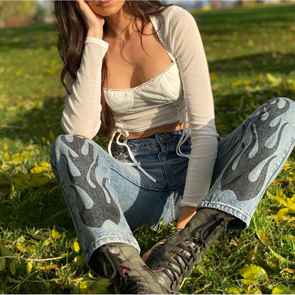 Adika Jeans with black flames